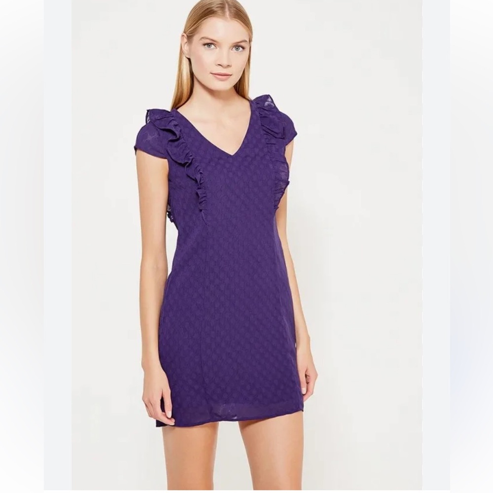 Armani Exchange Womens Size 14 Purple Dot and Ruffles Dress